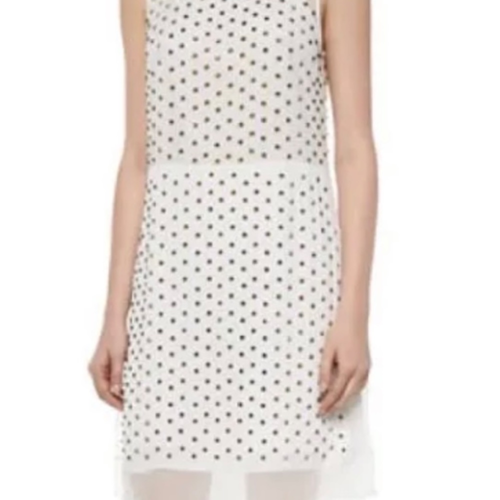 Diane Von Furstenberg size 2 silk dress gold crystals off white XS petite